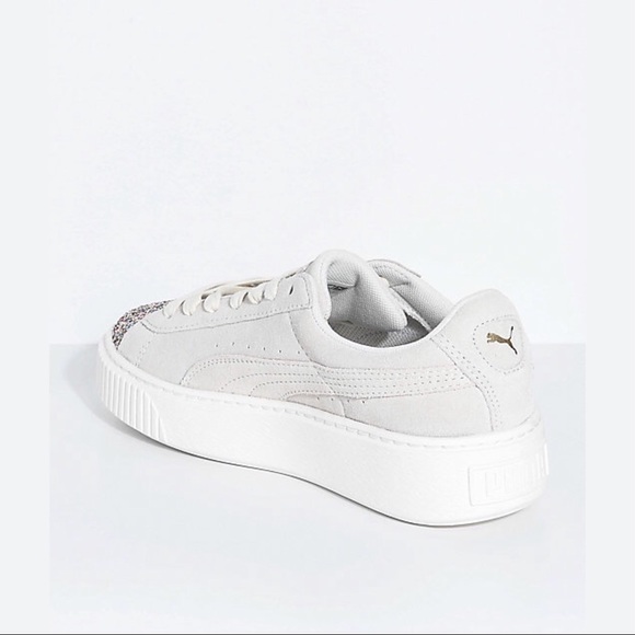 PUMA Suede Platform Crushed Gem & Grey Shoes - Picture 4 of 5